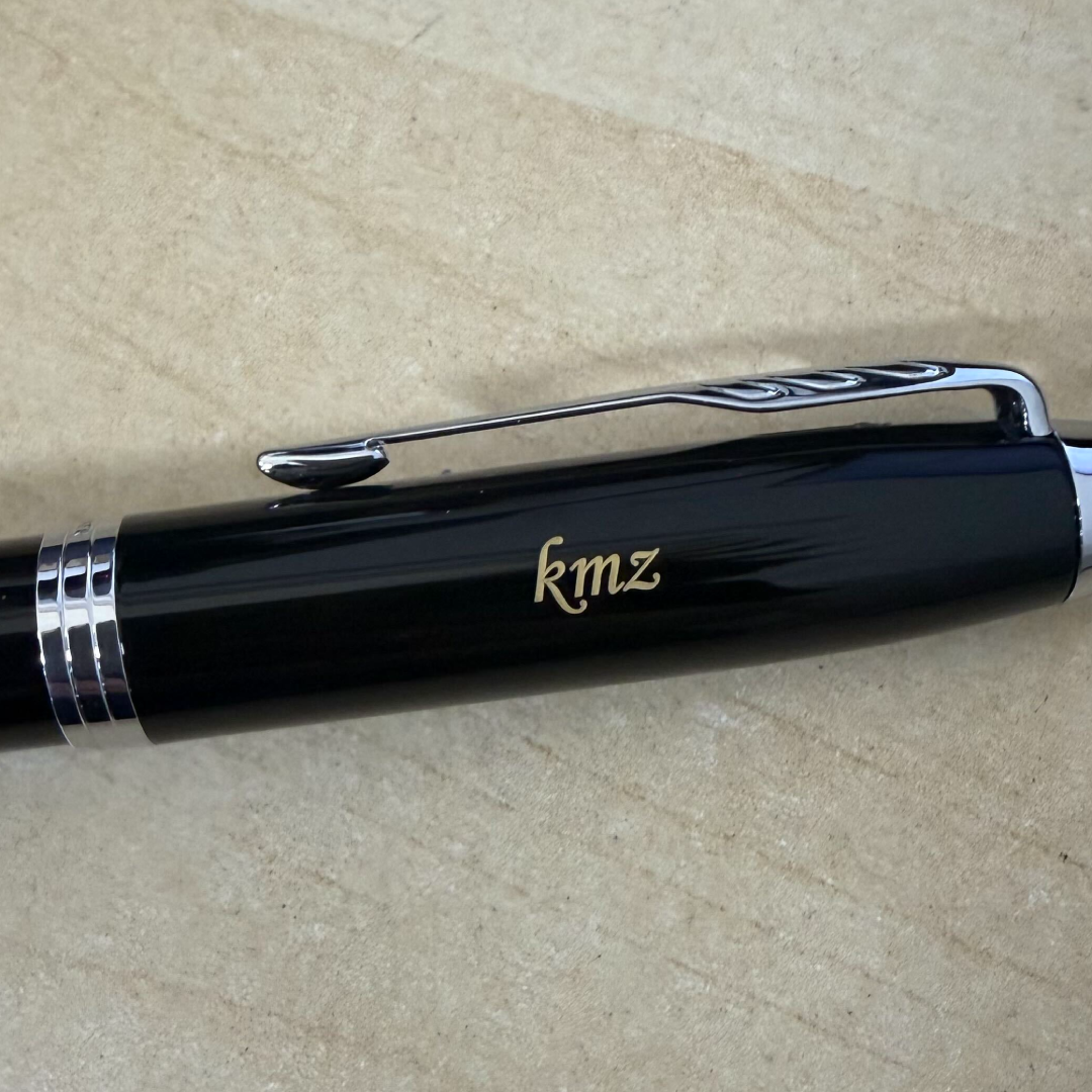 Custom Pen Engraving – Personalised Name Engraving on Parker IM Black CT Rollerball With Pen Sleeve Gift Set at Cityluxe WorkRoom