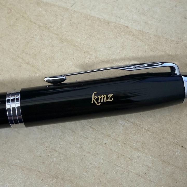 Custom Pen Engraving – Personalised Name Engraving on Parker IM Black CT Rollerball With Pen Sleeve Gift Set at Cityluxe WorkRoom