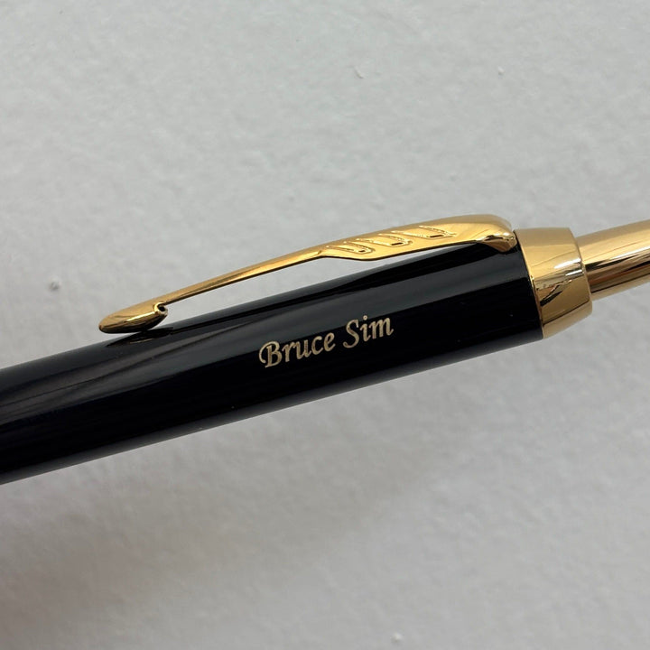 Custom Pen Engraving – Personalised Name Engraving on Parker IM Black GT Ballpoint Pen at Cityluxe WorkRoom