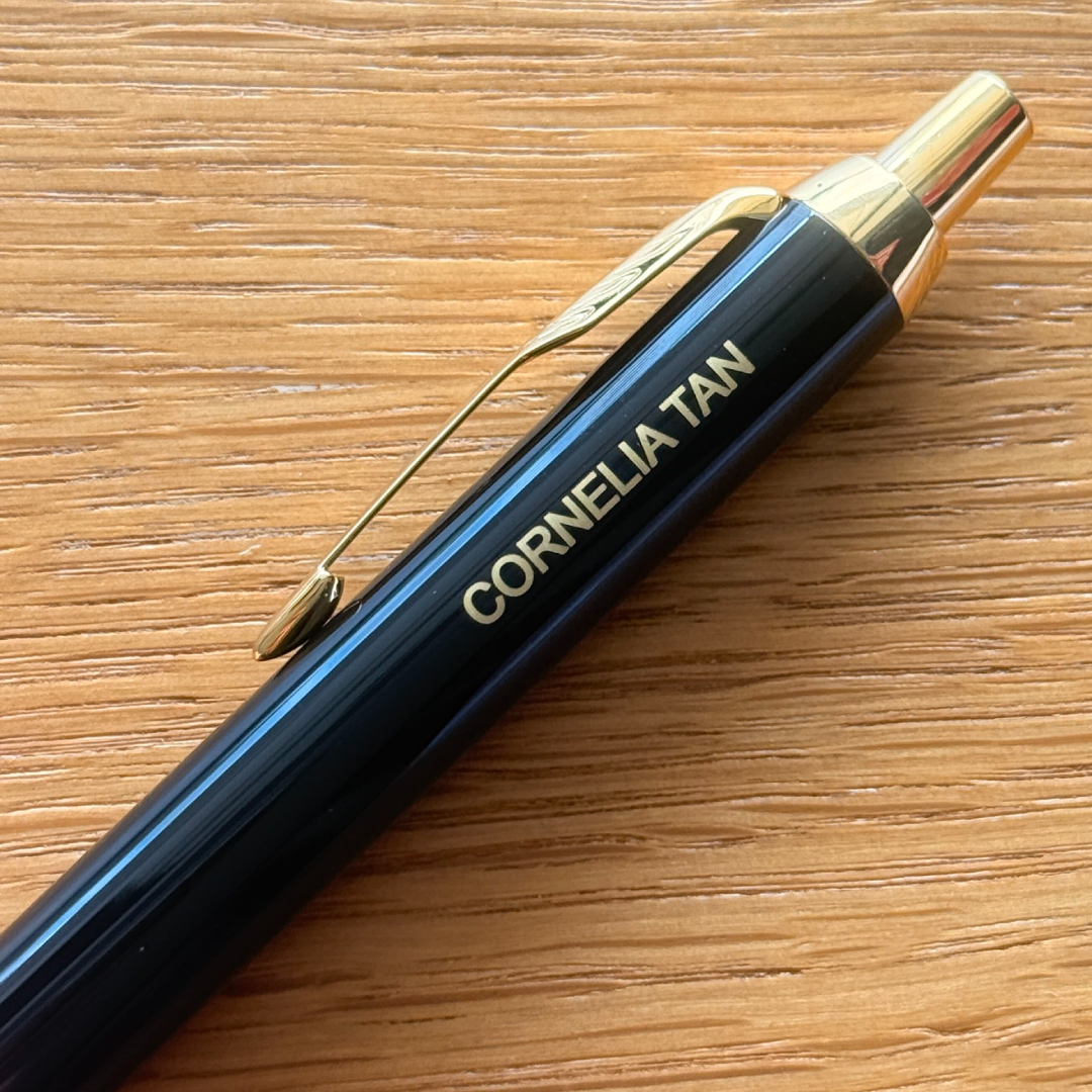 Custom Pen Engraving – Personalised Name Engraving on Parker IM Black GT Ballpoint Pen at Cityluxe WorkRoom
