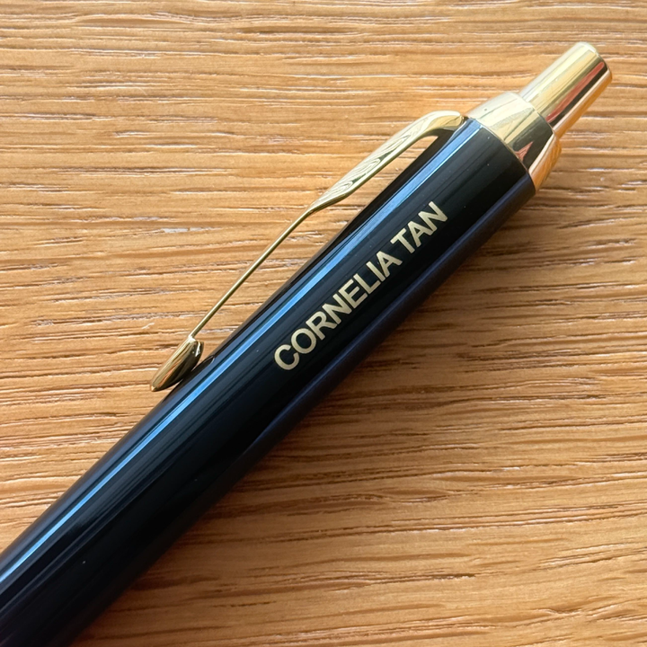 Custom Pen Engraving – Personalised Name Engraving on Parker IM Black GT Ballpoint Pen at Cityluxe WorkRoom