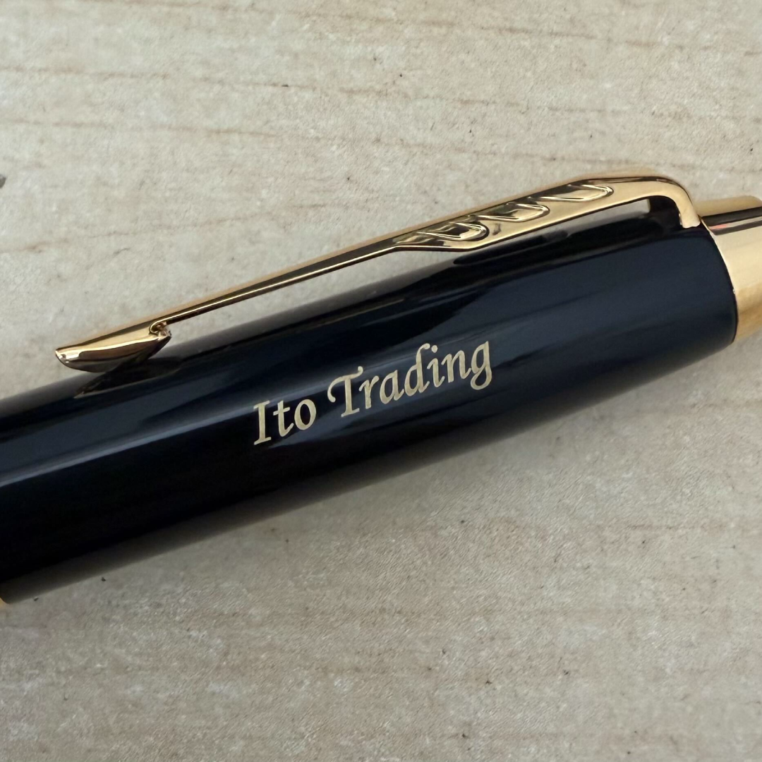 Custom Pen Engraving – Personalised Name Engraving on Parker IM Black GT Rollerball Pen at Cityluxe WorkRoom