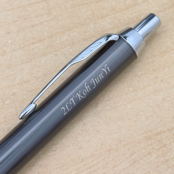 Custom Pen Engraving – Personalised Name Engraving on Parker IM Dark Espresso CT Ballpoint Pen Gift Set at Cityluxe WorkRoom