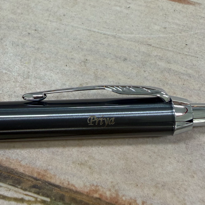 Custom Pen Engraving – Personalised Name Engraving on Parker IM Dark Espresso CT Ballpoint Pen Gift Set at Cityluxe WorkRoom