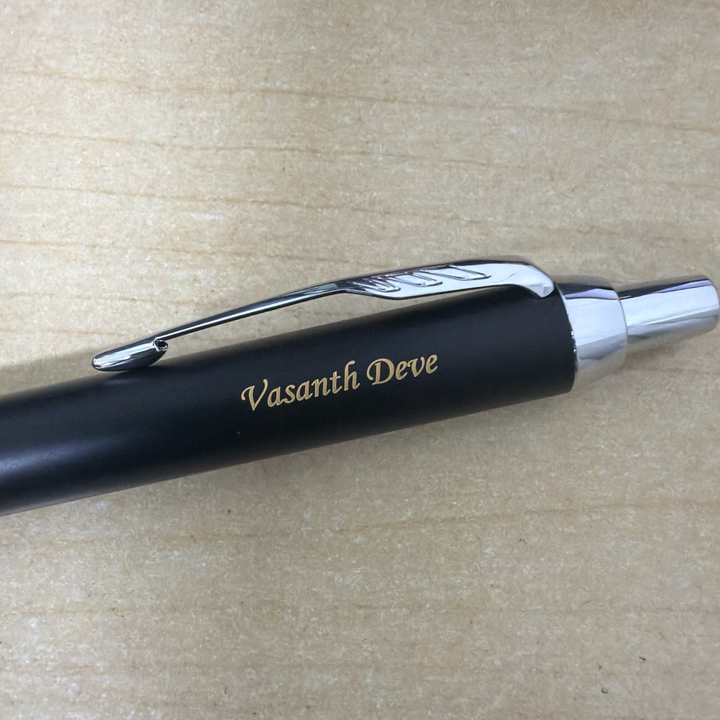 Custom Pen Engraving – Personalised Name Engraving on Parker IM Matte Black CT Ballpoint Pen at Cityluxe WorkRoom