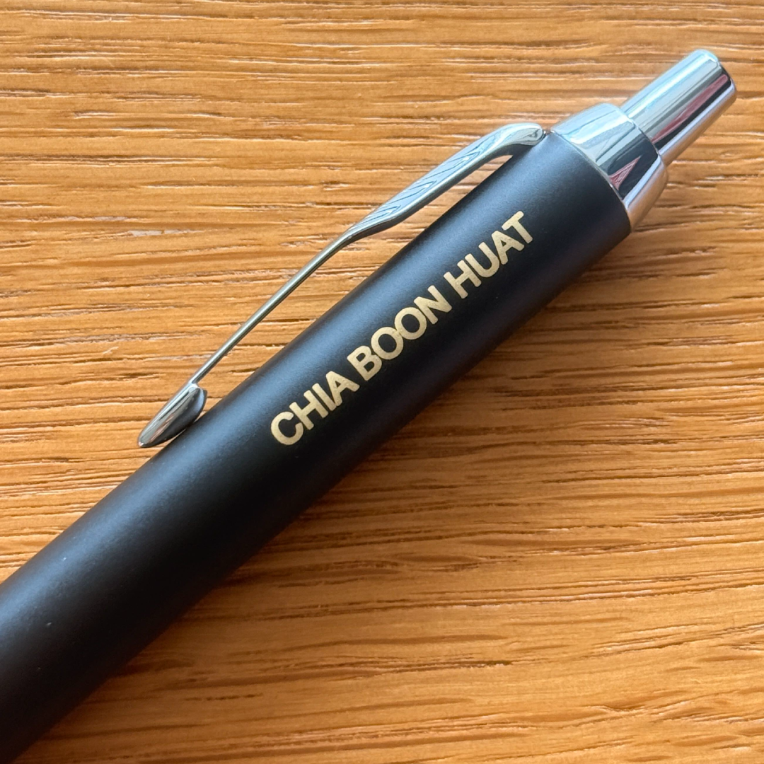 Custom Pen Engraving – Personalised Name Engraving on Parker IM Matte Black CT Ballpoint Pen at Cityluxe WorkRoom