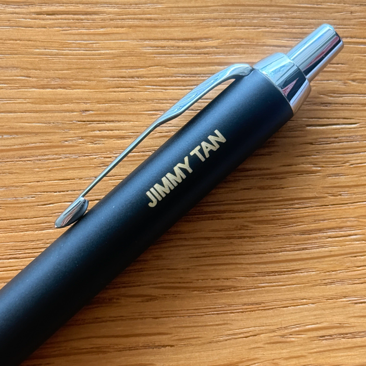 Custom Pen Engraving – Personalised Name Engraving on Parker IM Matte Black CT Ballpoint Pen at Cityluxe WorkRoom