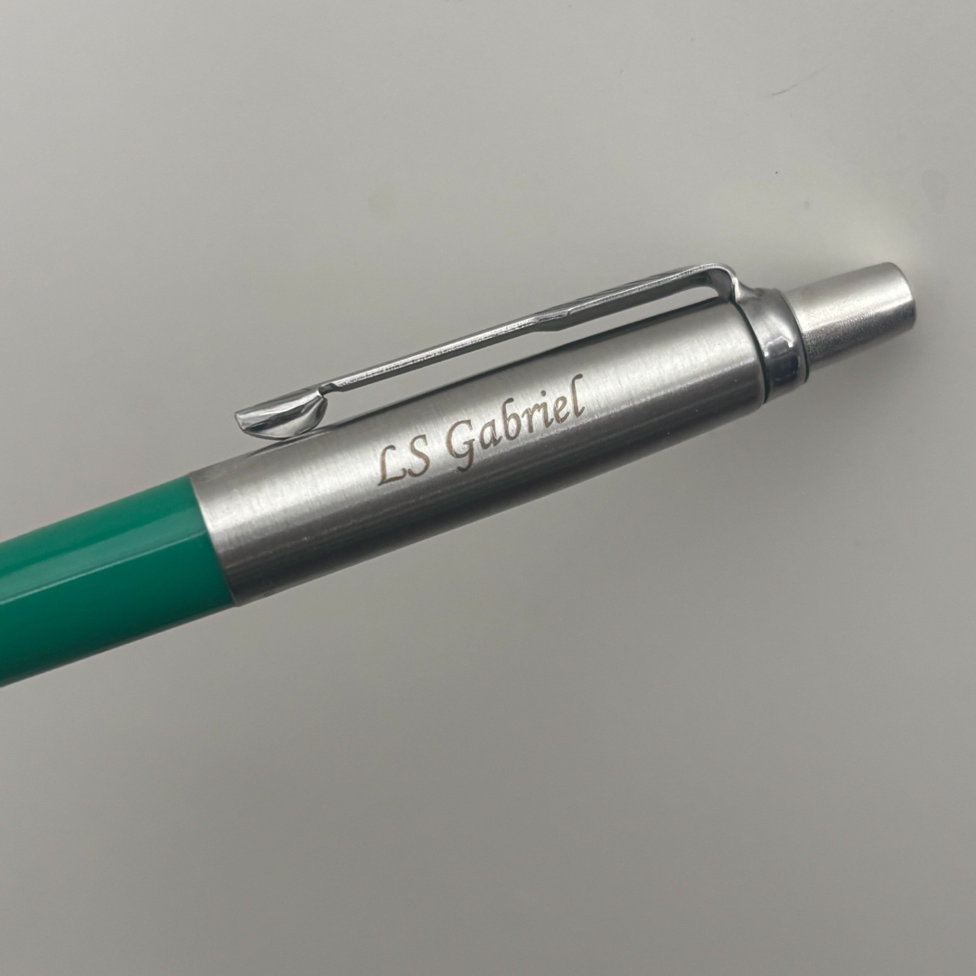 Custom Pen Engraving – Personalised Name Engraving on Parker Jotter Originals Ballpoint Pen - Forest Green at Cityluxe WorkRoom