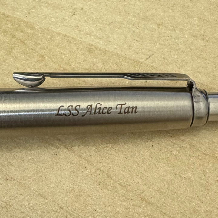Custom Pen Engraving – Personalised Name Engraving on Parker Jotter Originals Green Ballpoint Pen at Cityluxe WorkRoom