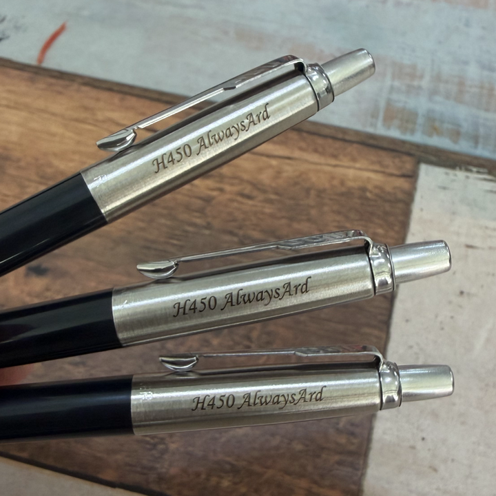 Custom Pen Engraving – Personalised Name Engraving on Parker Jotter Special Black Ballpoint Pen at Cityluxe WorkRoom