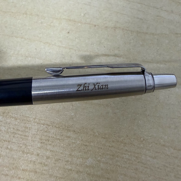 Custom Pen Engraving – Personalised Name Engraving on Parker Jotter Special Black Ballpoint Pen at Cityluxe WorkRoom