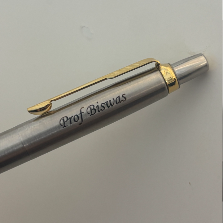 Custom Pen Engraving – Personalised Name Engraving on Parker Jotter Stainless Steel GT Ballpoint Pen at Cityluxe WorkRoom