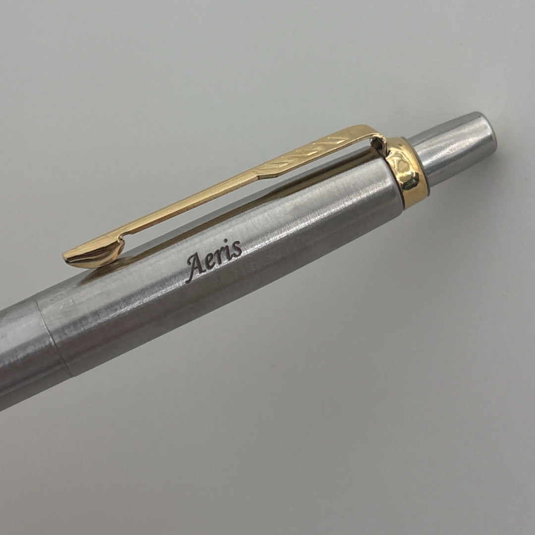 Custom Pen Engraving – Personalised Name Engraving on Parker Jotter Stainless Steel GT Fountain Pen at Cityluxe WorkRoom
