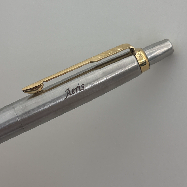 Custom Pen Engraving – Personalised Name Engraving on Parker Jotter Stainless Steel GT Fountain Pen at Cityluxe WorkRoom
