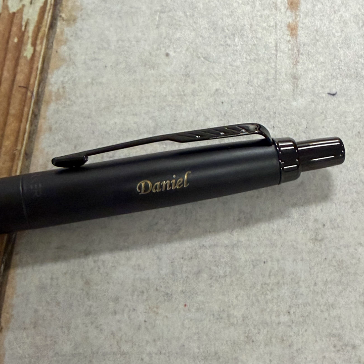 Custom Pen Engraving – Personalised Name Engraving on Parker Jotter XL Special Edition 2020 Monochrome Black Ballpoint Pen at Cityluxe WorkRoom