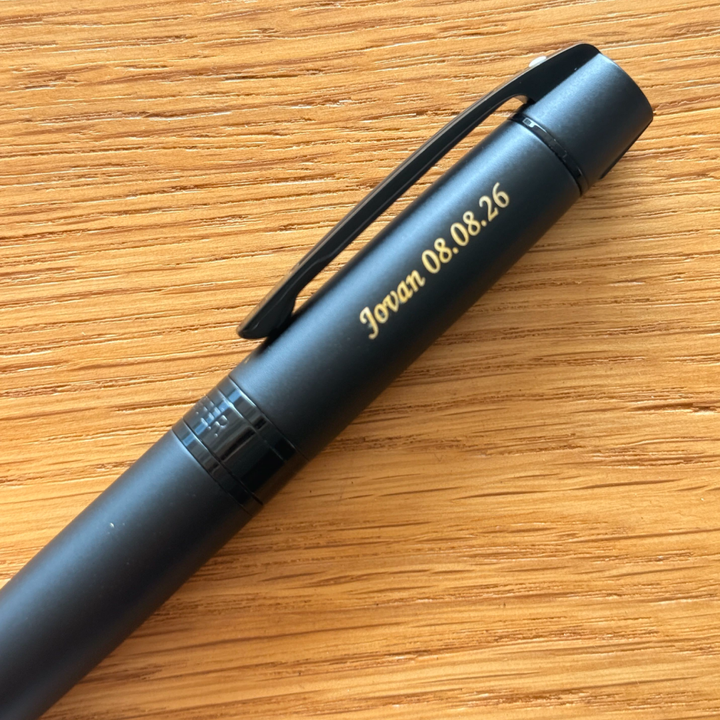 Custom Pen Engraving – Personalised Name Engraving on Sheaffer 300 E9343 Matte Black With Black Trims Ballpoint Pen (WW30) at Cityluxe WorkRoom