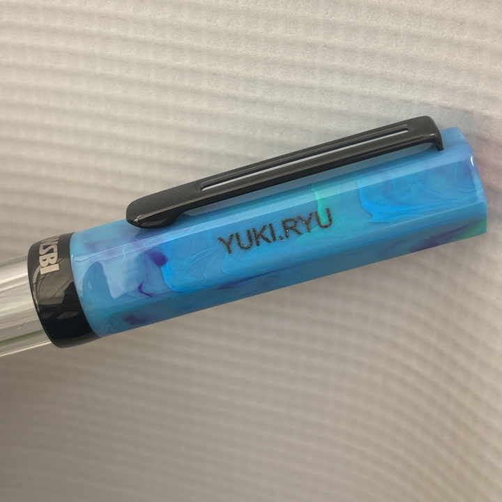 Custom Pen Engraving – Personalised Name Engraving on TWSBI ECO Fountain Pen - Cosmos Blue w/ Onyx at Cityluxe WorkRoom