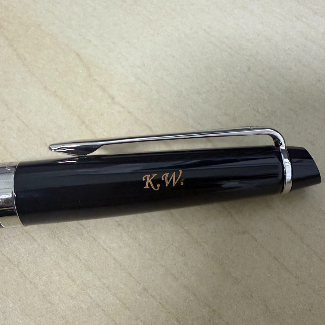 Custom Pen Engraving – Personalised Name Engraving on Waterman Expert3 Laque Black CT Ballpoint Pen at Cityluxe WorkRoom