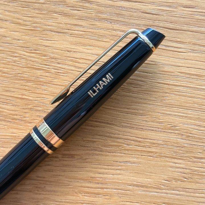 Custom Pen Engraving – Personalised Name Engraving on Waterman Expert3 Laque Black GT Ballpoint Pen at Cityluxe WorkRoom