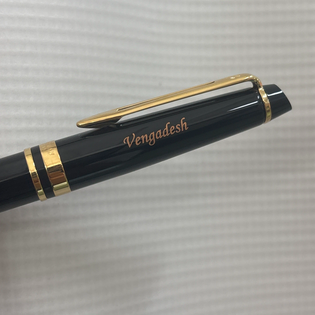 Custom Pen Engraving – Personalised Name Engraving on Waterman Expert3 Laque Black GT Ballpoint Pen at Cityluxe WorkRoom
