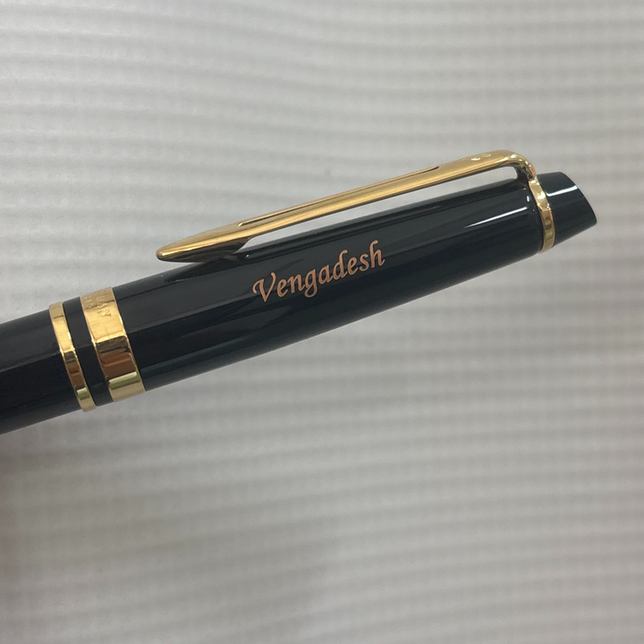 Custom Pen Engraving – Personalised Name Engraving on Waterman Expert3 Laque Black GT Ballpoint Pen at Cityluxe WorkRoom
