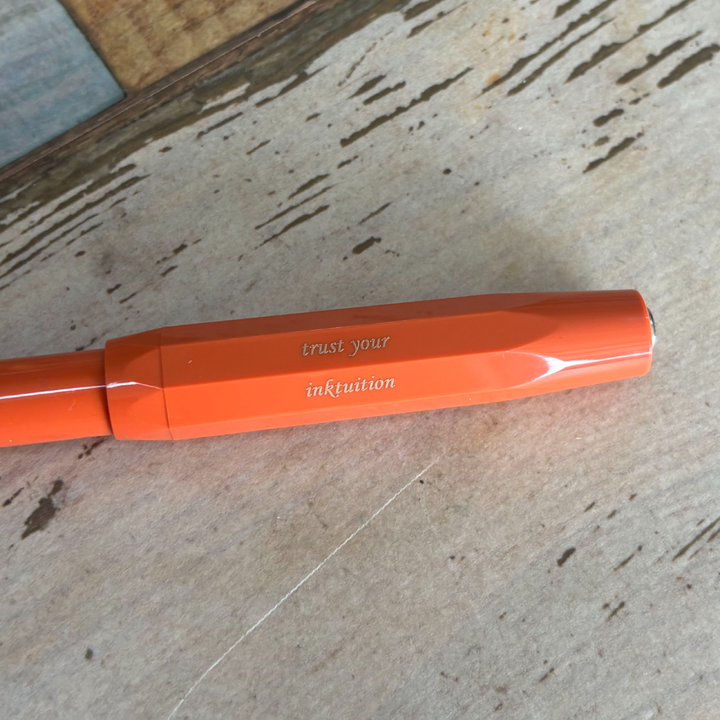 Custom Pen Engraving – Personalised Name Two Sides Engraving on Kaweco Skyline Sport Fountain Pen - Fox at Cityluxe WorkRoom