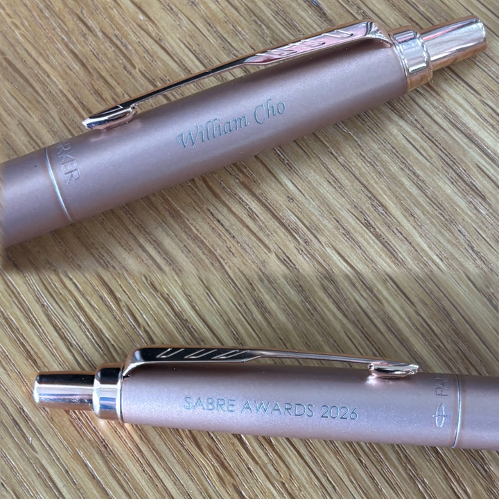 Custom Pen Engraving – Personalised Two Sides Name Engraving on Parker Jotter XL Special Edition 2020 Monochrome Pink Gold Ballpoint Pen at Cityluxe WorkRoom