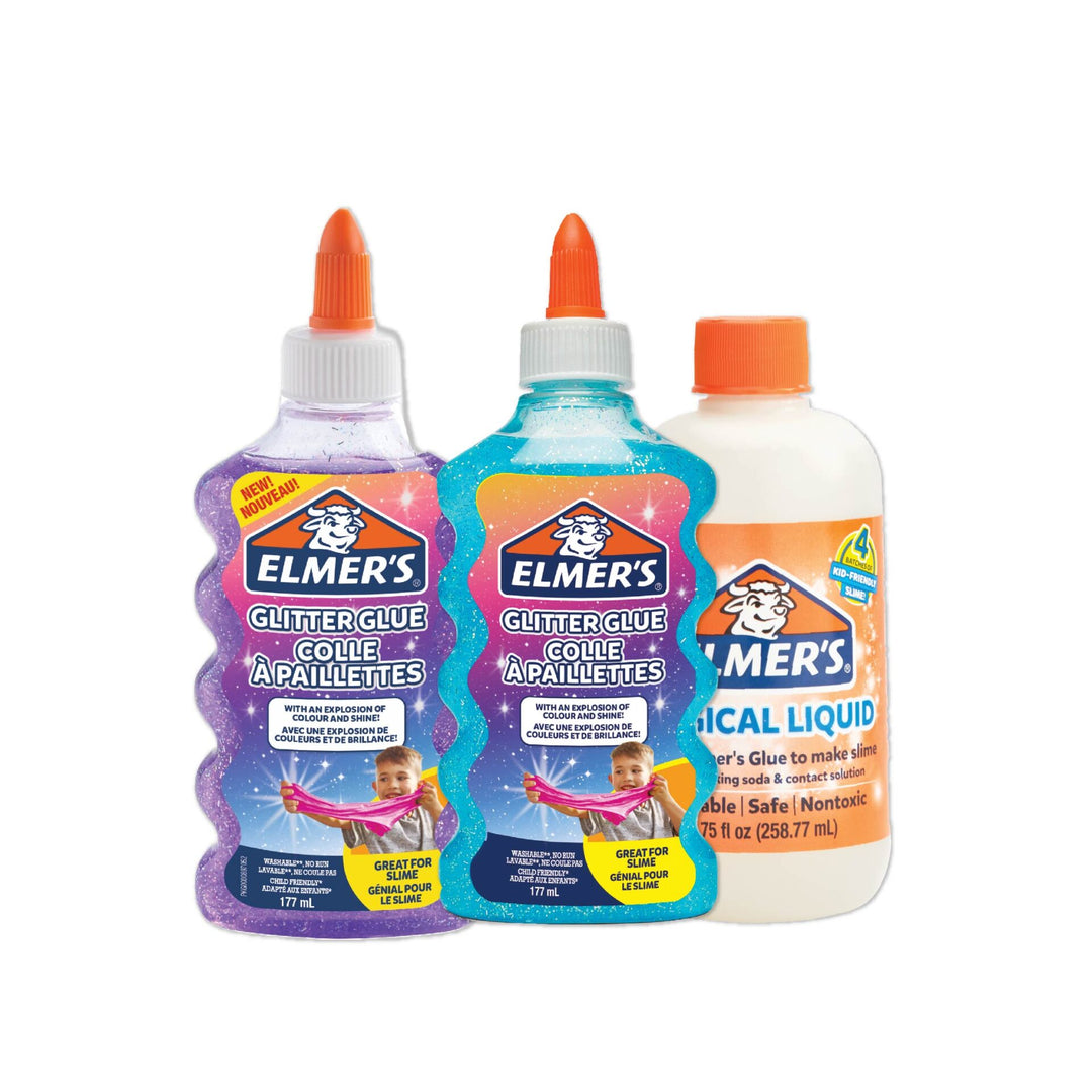 Elmer’s Slime DIY Kit - Mermaid Tales featuring glitter glue, magical liquid, ocean-themed toppings, and mermaid cabochon in a colorful kid-friendly package.