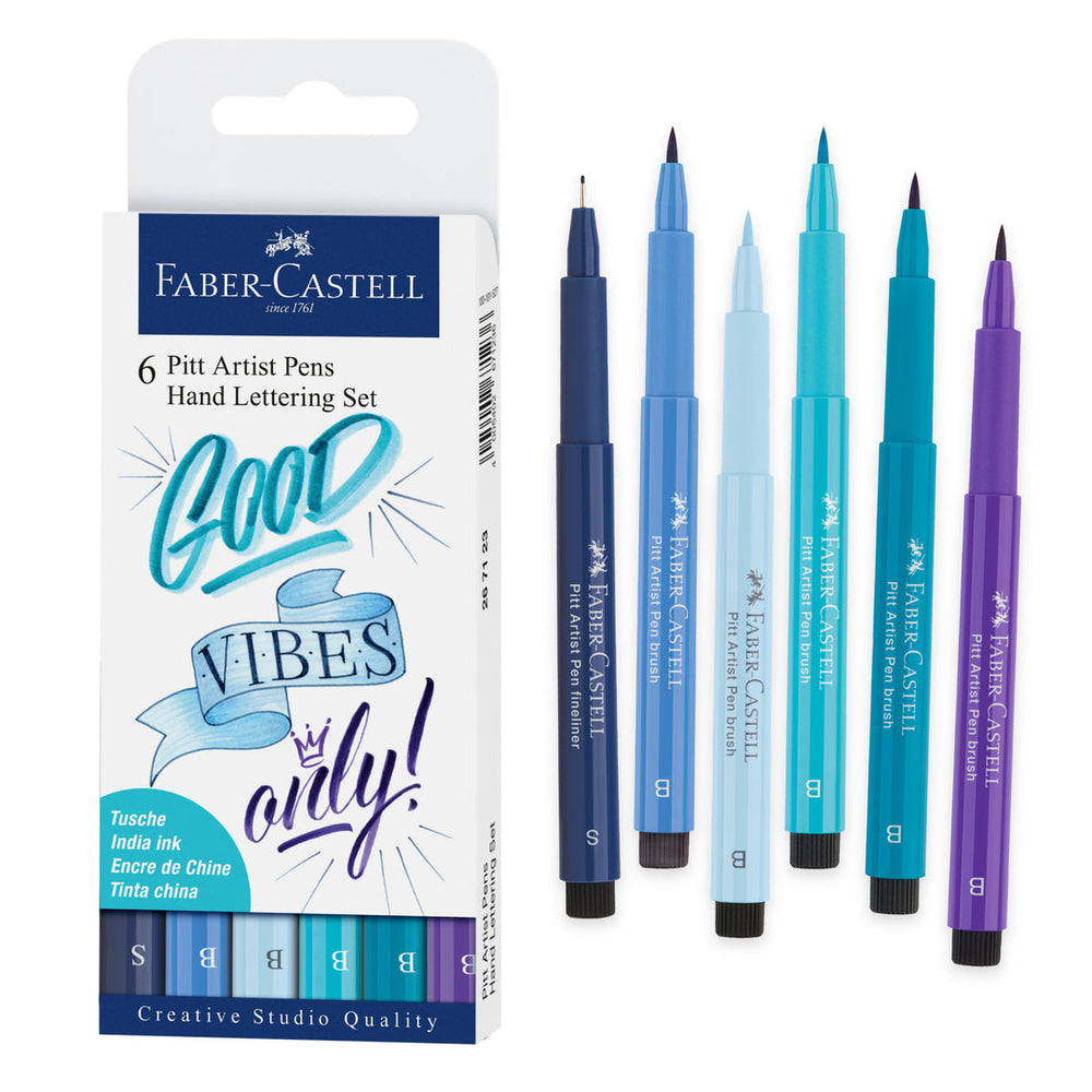 Faber-Castell Pitt Artist Pen Hand Lettering Set of 6 Blue