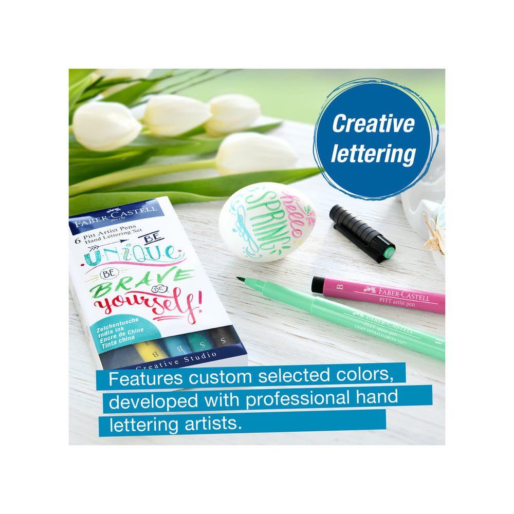 Faber-Castell Pitt Artist Pen Hand Lettering Set of 6 Pastel