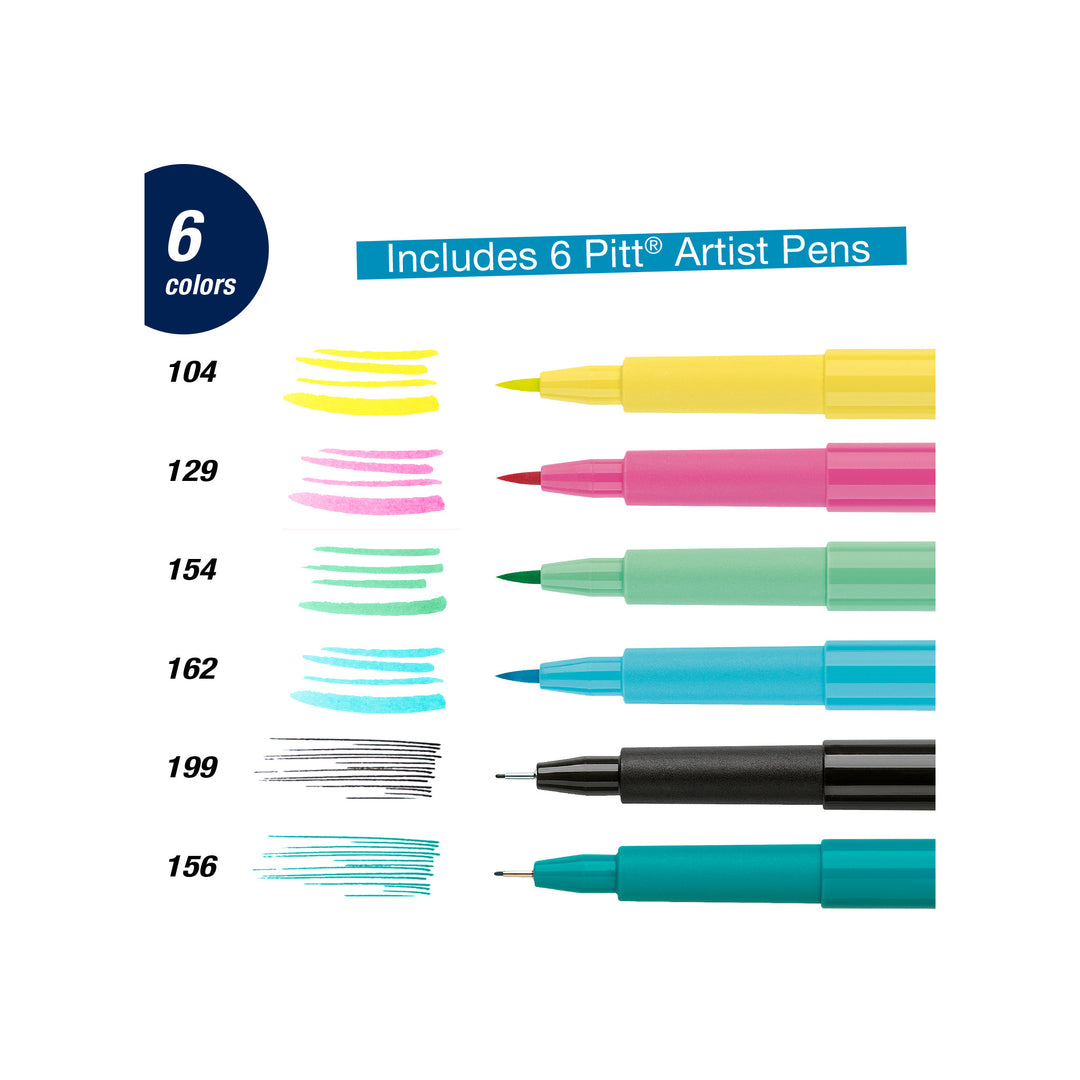 Faber-Castell Pitt Artist Pen Hand Lettering Set of 6 Pastel