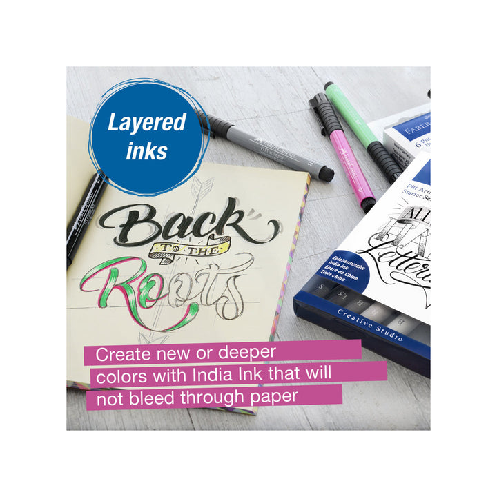 Faber-Castell Pitt Artist Pen Hand Lettering Set of 6 Pastel