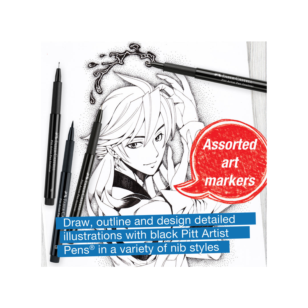 Faber-Castell Pitt Artist Pen Manga Black Set of 4 (Brush Tip)