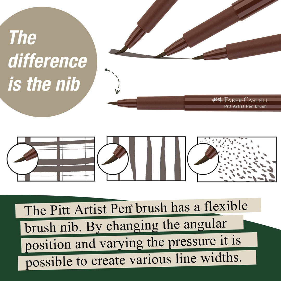 Faber-Castell PITT Artist Pen Set of 4 (S,F,M,B) Sepia