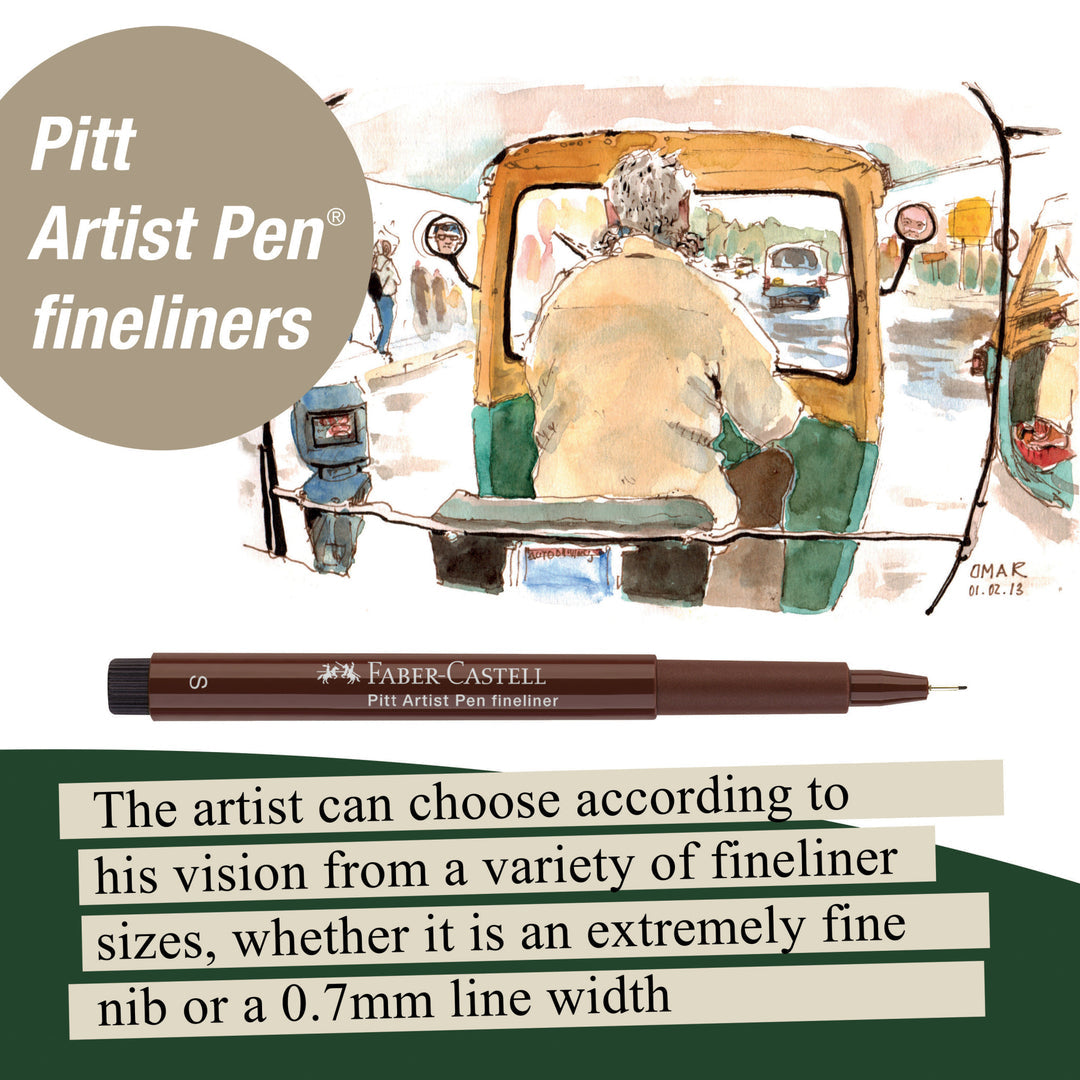 Faber-Castell PITT Artist Pen Set of 4 (S,F,M,B) Sepia