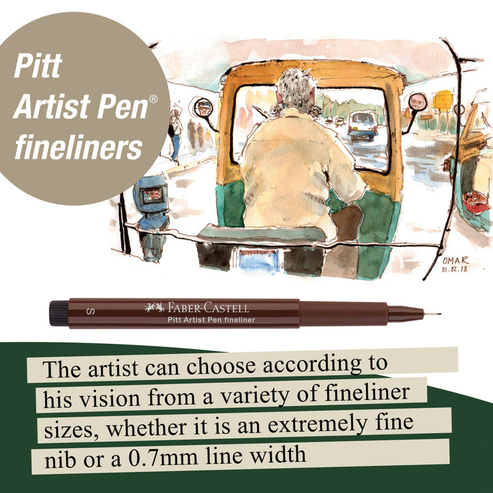 Faber-Castell PITT Artist Pen Set of 4 (S,F,M,B) Sepia