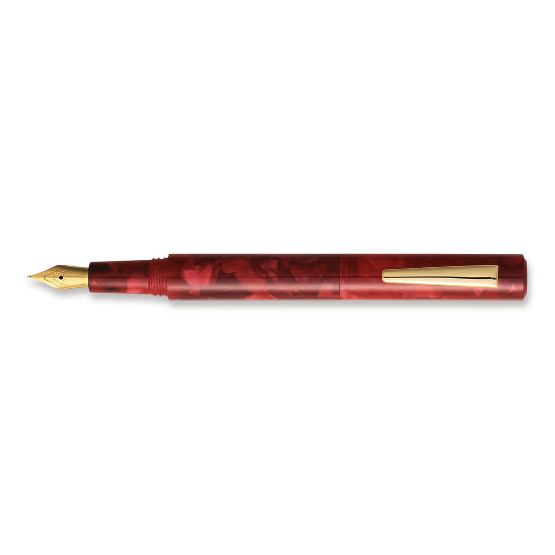 Hightide Attaché Marbled Fountain Pen - Dark Red — nib close-up