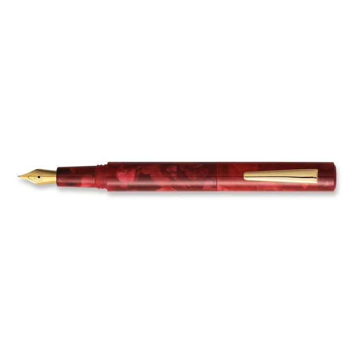 Hightide Attaché Marbled Fountain Pen - Dark Red — nib close-up