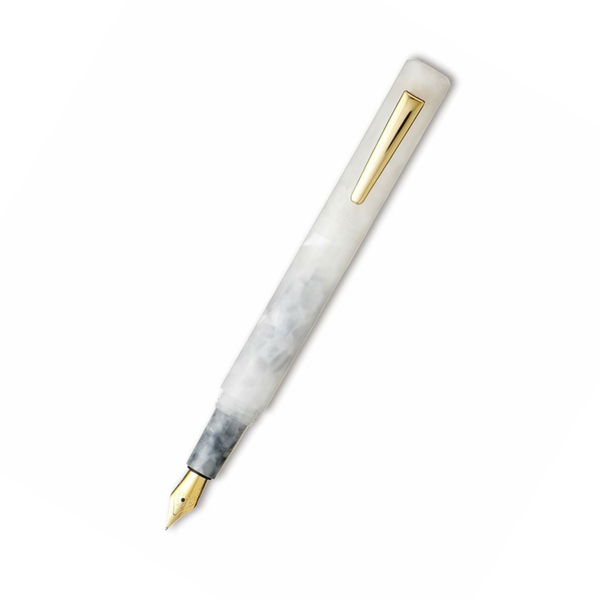 Hightide Attaché Marbled Fountain Pen - White — capped