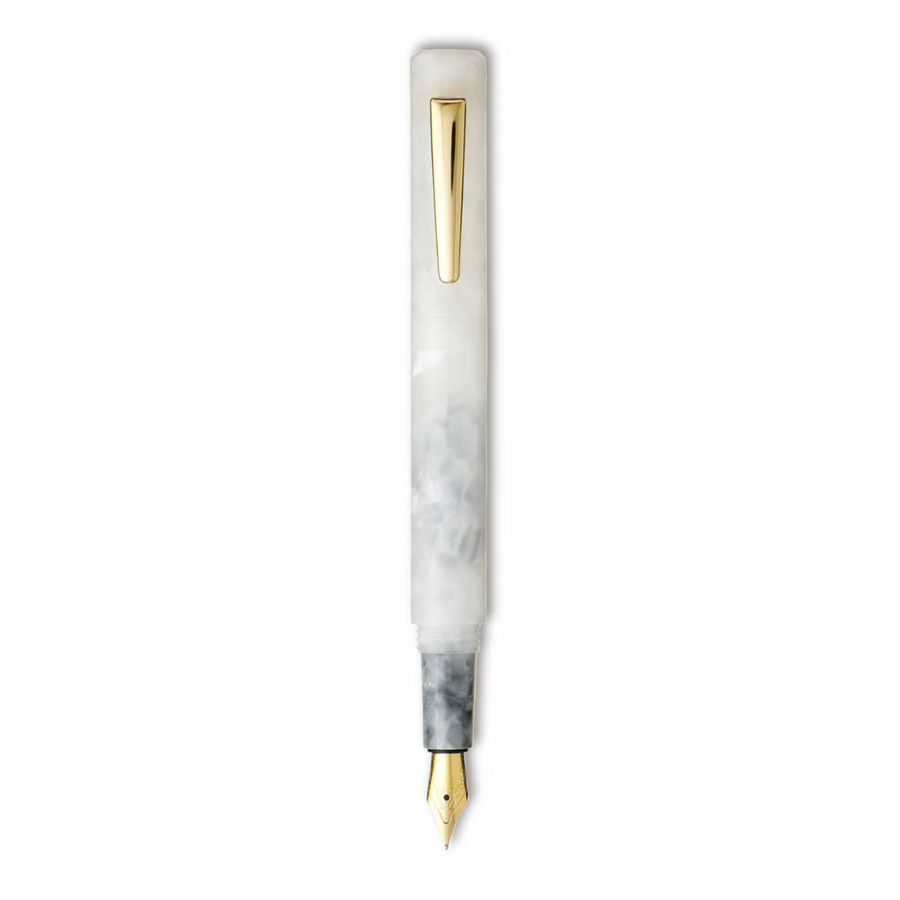 Hightide Attaché Marbled Fountain Pen - White