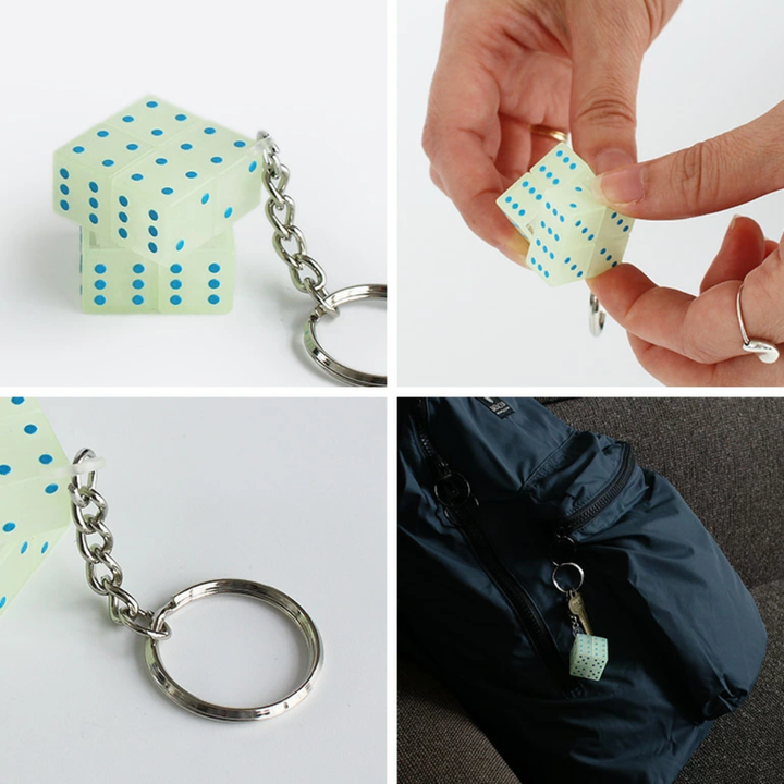 Hightide Magic Cube glow-in-the-dark 2×2 puzzle with dice-style pattern and attached keychain.