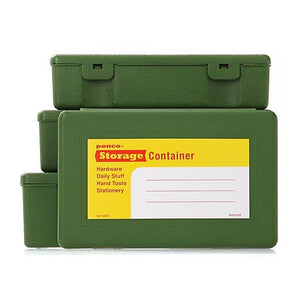 Hightide Penco Storage Container Green compact organizer with retro-industrial design. Fresh green polypropylene case for storing stationery, craft supplies, or small essentials at your desk, home, or on the go.