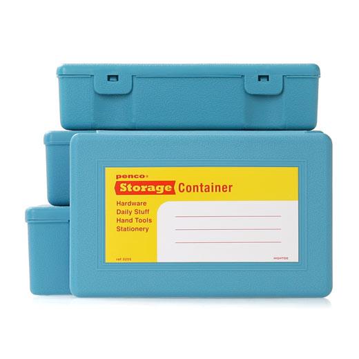 Hightide Penco Storage Container Light Blue compact organizer with retro-industrial design. Light blue polypropylene case for neatly storing stationery, craft supplies, or small essentials at home, work, or on the go.