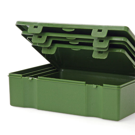 Hightide Penco Storage Container Green compact organizer with retro-industrial design. Fresh green polypropylene case for storing stationery, craft supplies, or small essentials at your desk, home, or on the go.