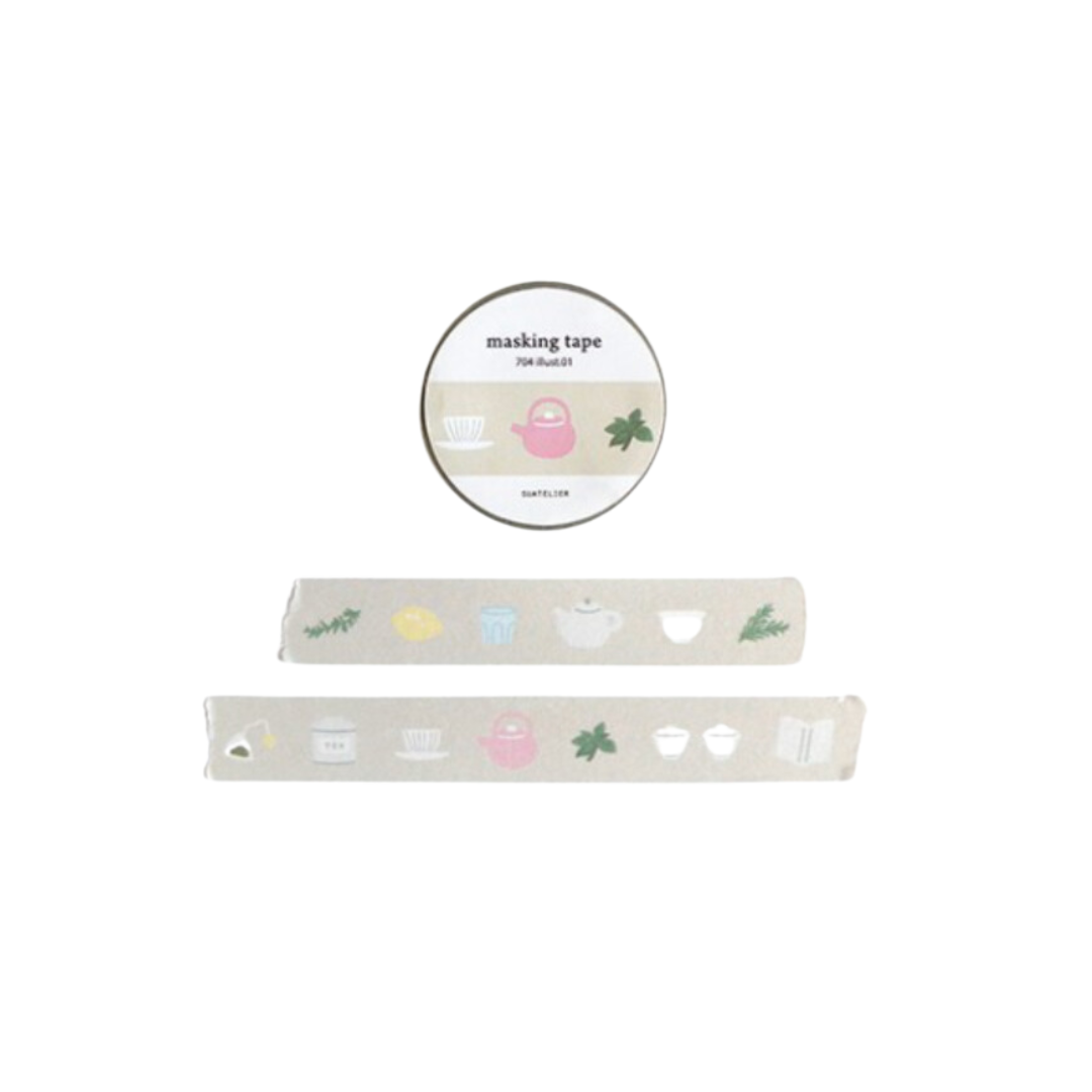 Suatelier Masking Tape in illust.01 — Suatelier washi tape — decorative Japanese paper tape for journaling and craft, at Cityluxe Singapore