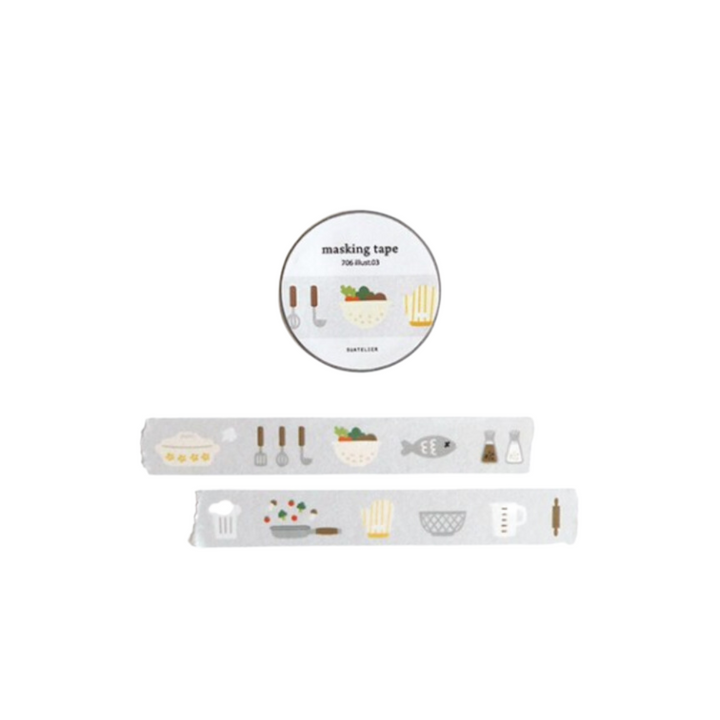 Suatelier Masking Tape in illust.03 — Suatelier washi tape — decorative Japanese paper tape for journaling and craft, at Cityluxe Singapore