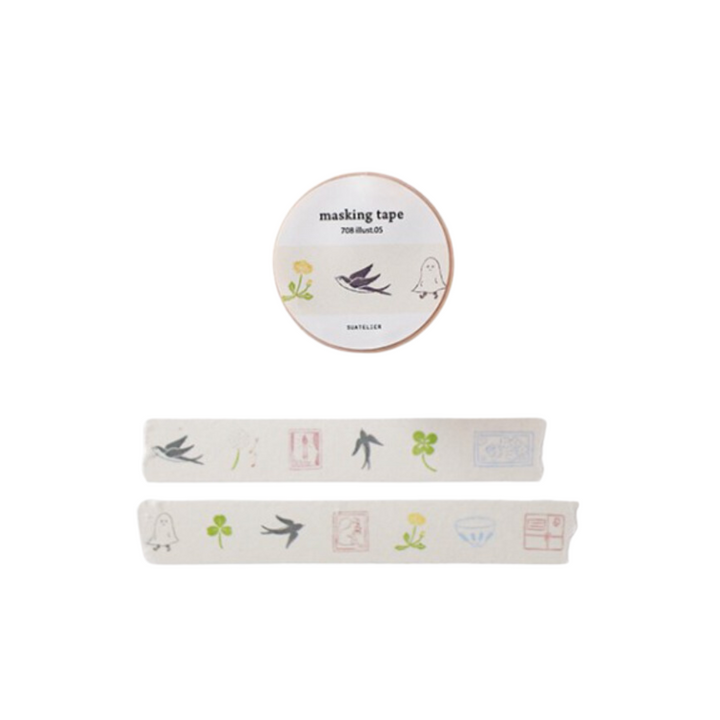 Suatelier Masking Tape in illust.05 — Suatelier washi tape — decorative Japanese paper tape for journaling and craft, at Cityluxe Singapore