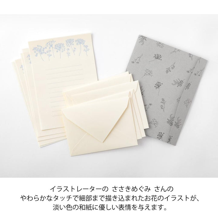 Midori Letter Set 313 Flower Color Washi Paper in White — Midori letter set — premium stationery and lifestyle, at Cityluxe Singapore