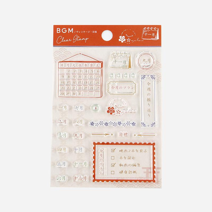 BGM Vintage Schedule Clear Stamp — BGM rubber stamp — decorative stamp for journaling and paper craft, at Cityluxe Singapore