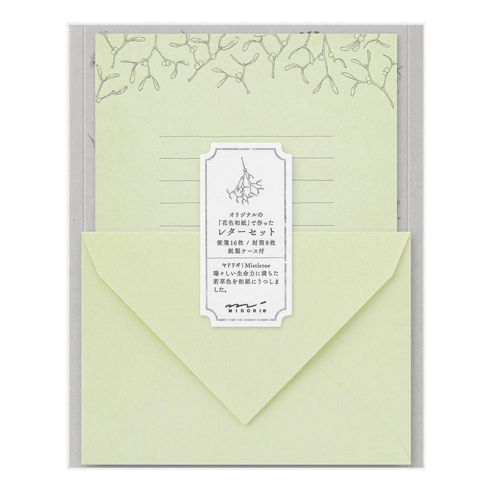 Midori Letter Set 316 Flower Color Washi Paper - Green